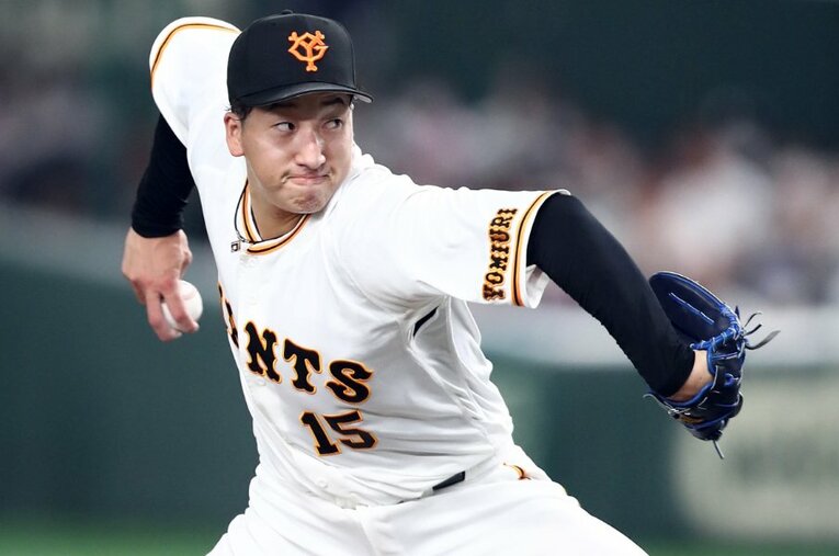 巨人の球団新人記録36セーブをあげているクローザーの大勢。プロ野球新人タイ記録まであと1セーブに迫っている ／ photograph by SANKEI SHIMBUN