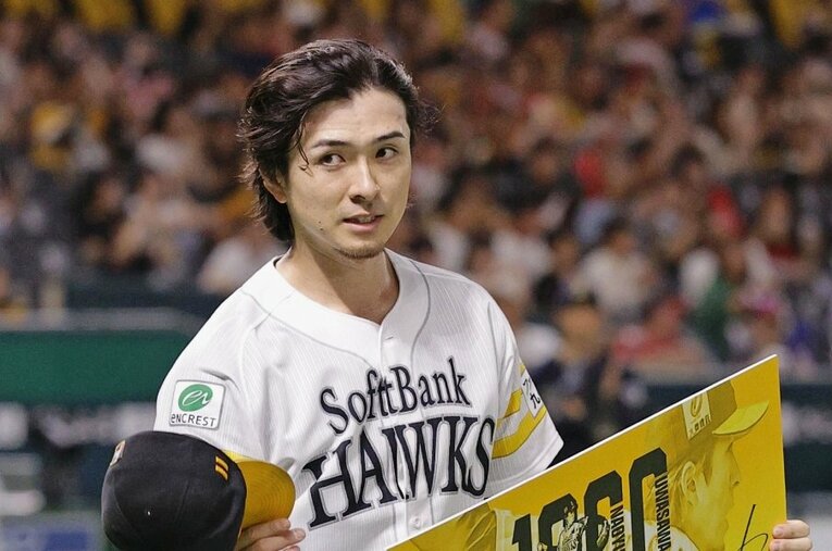 9月4日、通算1000奪三振を達成したソフトバンク上沢直之。今季ここまで11勝をマークしている ／ photograph by KYODO