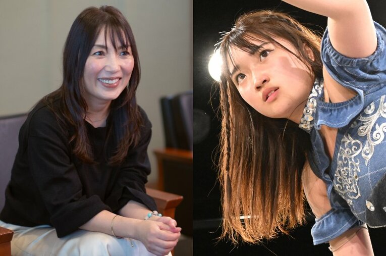 現役時代にはアイドルレスラーとして人気を獲得した府川唯未。今年長女のきずな（右）もプロレスデビューを果たした ／ photograph by L)Takuya Sugiyama、R)プロレスリングwave