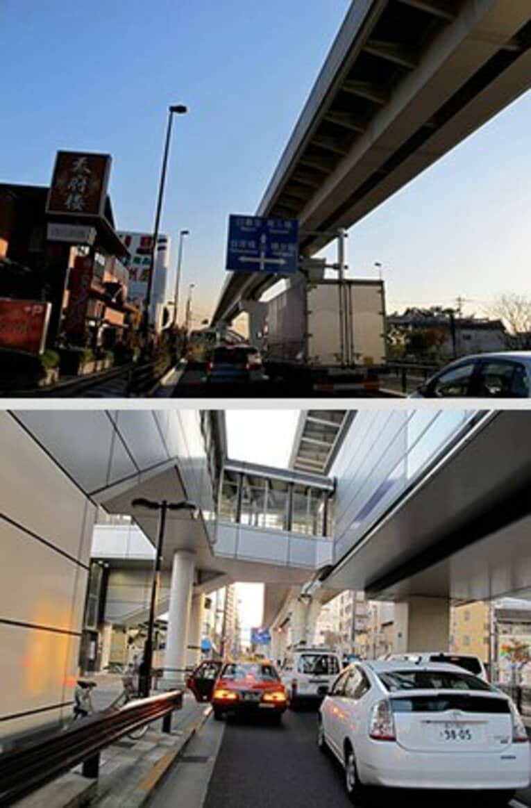 都心へ向けてずーっと一直線に高架下の道が伸びる。高架の脇に屋根を付ければ……模範となるような首都圏の自転車通勤エリアが生まれると思うのだが