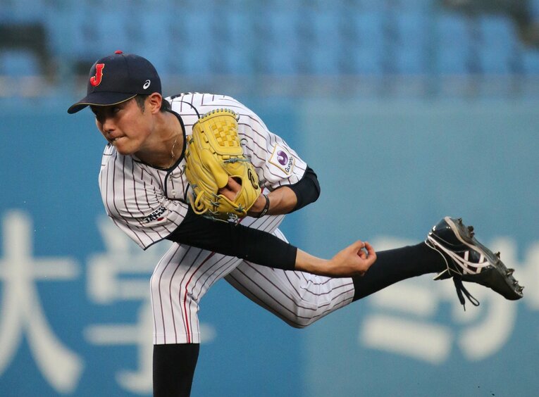 日米大学野球でチームを牽引するピッチングを披露した森下　©Sankei Shimbun