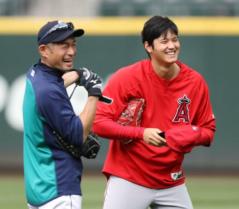 イチローと大谷翔平（3枚目／全3枚）　©JIJI PRESS