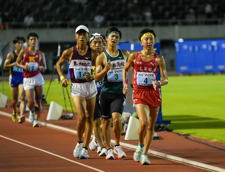 一時は先頭に出るなどインターハイでも積極的なレースを見せた佐々木　©Satoshi Wada