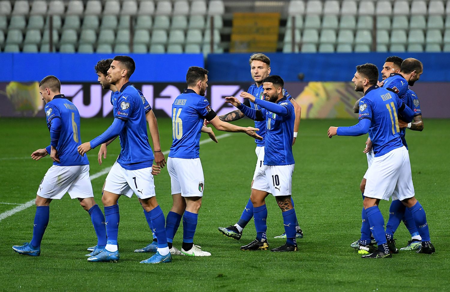 3月のW杯予選3連戦では勝利を収めたが、その後、クラスターが発覚したイタリア代表　©Getty Images