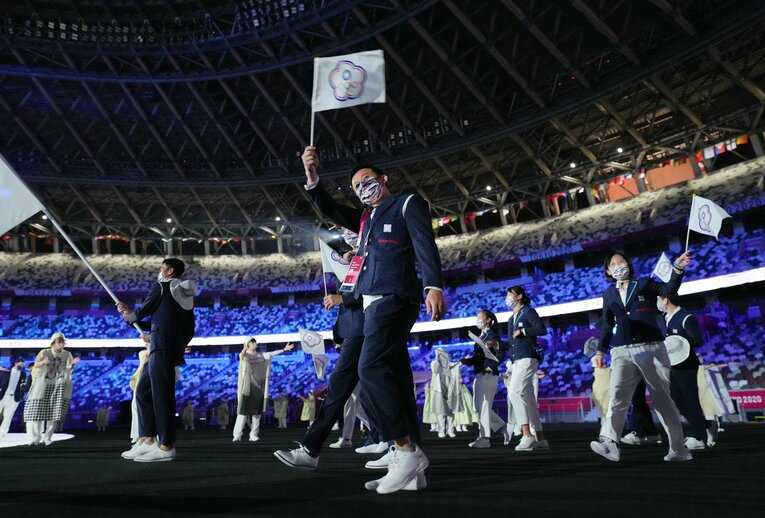 「チャイニーズ・タイペイ」として参加した台湾の東京五輪開会式　©JIJI PRESS
