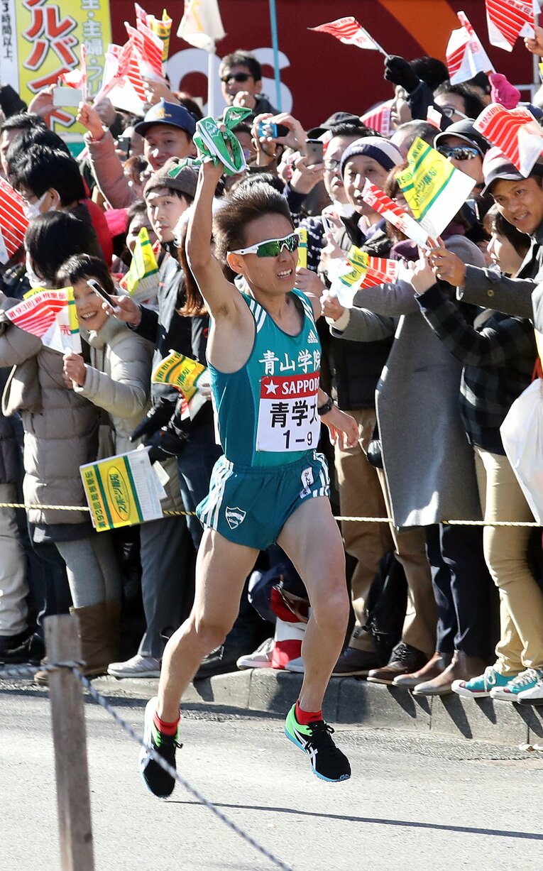 2017年、最初で最後の箱根路では9区を走り、区間2位の好走。チームの3連覇に貢献した　©JIJI PRESS