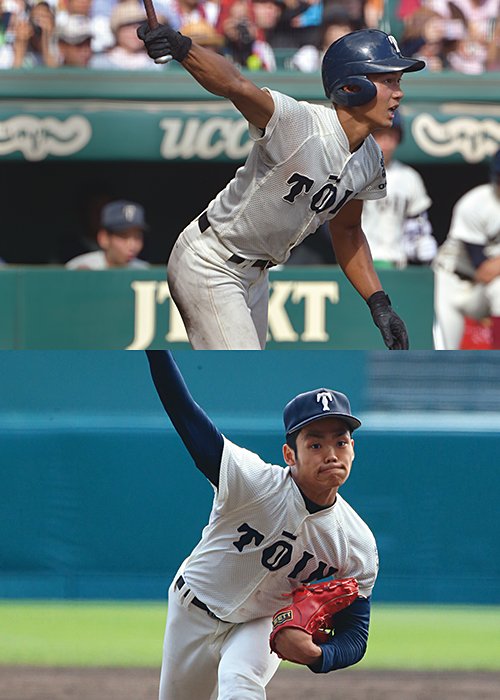 2018年に甲子園春夏連覇を達成した大阪桐蔭の根尾（左）と藤原