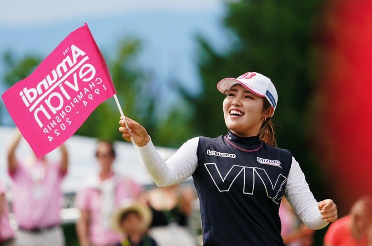 エビアン選手権・最終日最終ホールでイーグルを奪い、メジャー初制覇を達成した古江彩佳（24歳） ／ photograph by Shizuka Minami