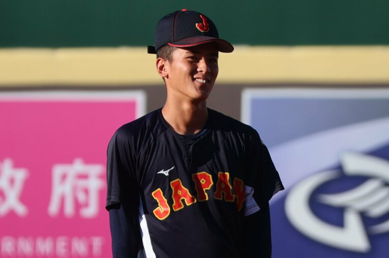 U18日本代表チームで最も小柄な165センチの山畑真南斗（明徳義塾）。それでもアジア選手権では途中からスタメンに抜擢されるなど活躍 ／ photograph by Fumi Sawai