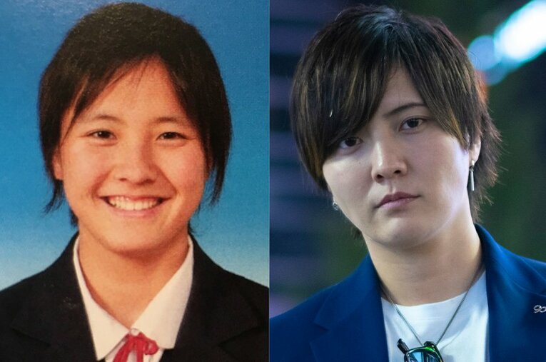 （左）学生時代の成宮涼さん、（右）歌舞伎町でホストとして活動している現在の姿 ／ photograph by （左）本人提供、（右）Takuya Sugiyama