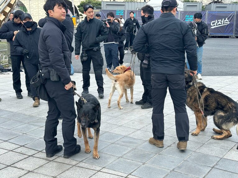 【開幕第1戦／20日】警察官と警察犬を多数動員。シェパードはデコピンと違って大きくて怖い