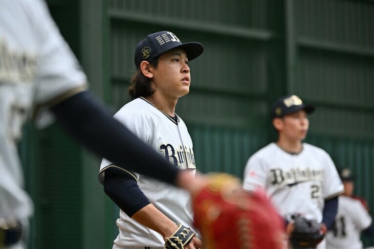 春季キャンプで投球練習する宮城　©︎Hideki Sugiyama