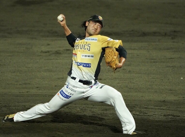 BCリーグ栃木ゴールデンブレーブス時代の北方　写真提供：北方悠誠