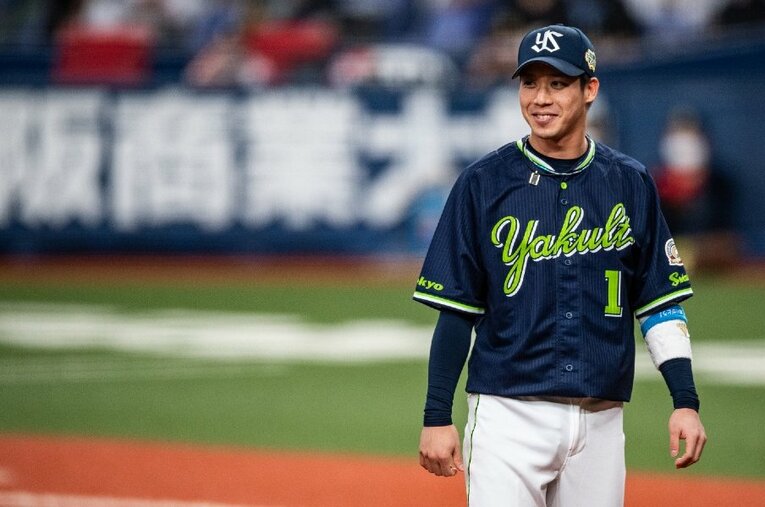 キャプテンとしてチームを日本一へ導いたヤクルト山田哲人。履正社高時代の恩師・岡田監督はそのリーダーシップに驚き、何よりも喜んでいる ／ photograph by Nanae Suzuki