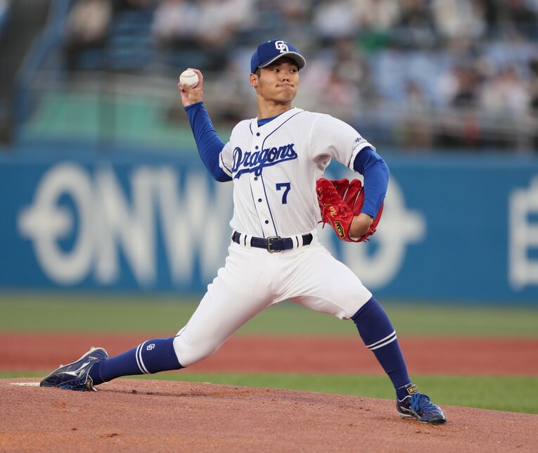 プロアマ交流試合で登板した根尾昂（中日）　©JIJI PRESS