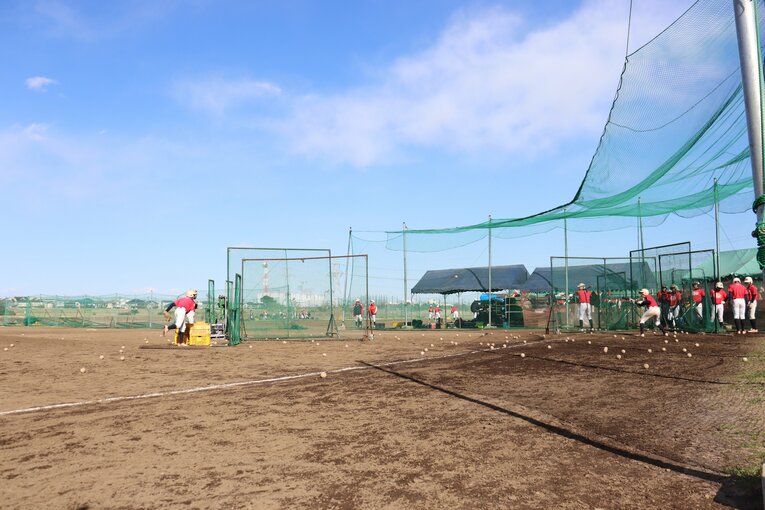稲城シニアのトレーニング風景。意外にも大阪桐蔭への進学は平嶋が初だという　©Genki Taguchi