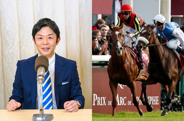 関西テレビ岡安譲アナ。「（2012年の凱旋門賞は）アナウンサー人生の中で最も印象に残るレース」と明かした ／ photograph by Takuya Sugiyama／AFLO