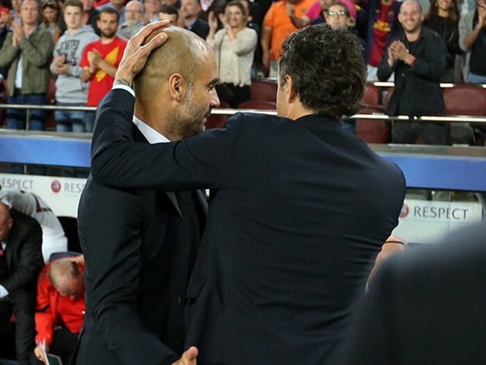 グアルディオラはCLを諦めたのか。メッシに屈した試合後の微笑と言葉。<Number Web> photograph by FC Barcelona via Getty Images