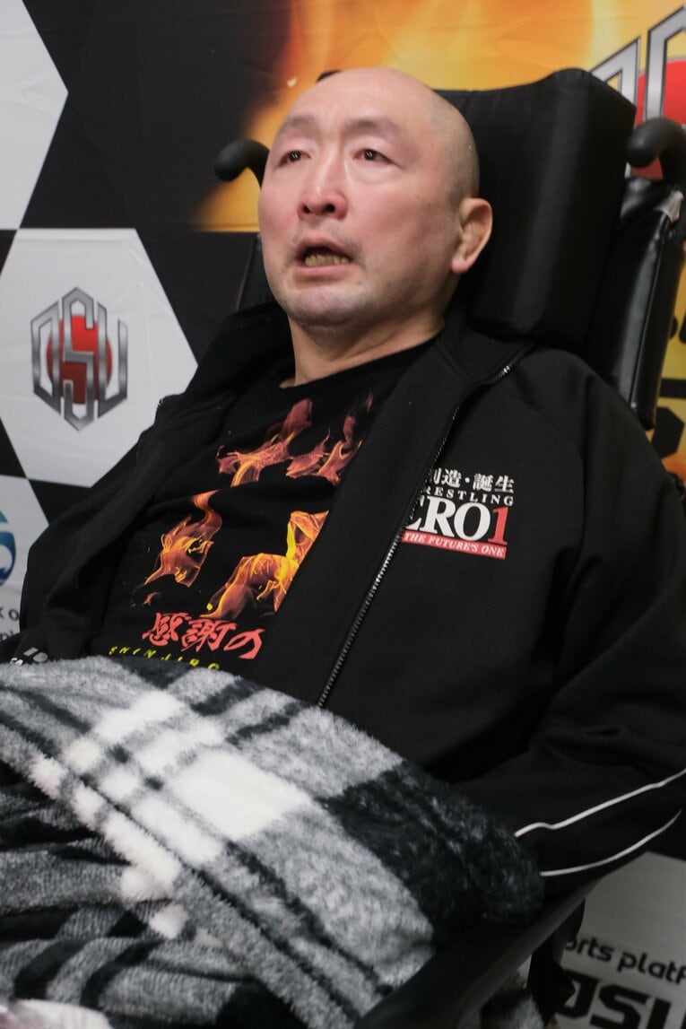 5月6日の『押忍PREMIUM』に車いすで登場した大谷晋二郎　©Norihiro Hashimoto