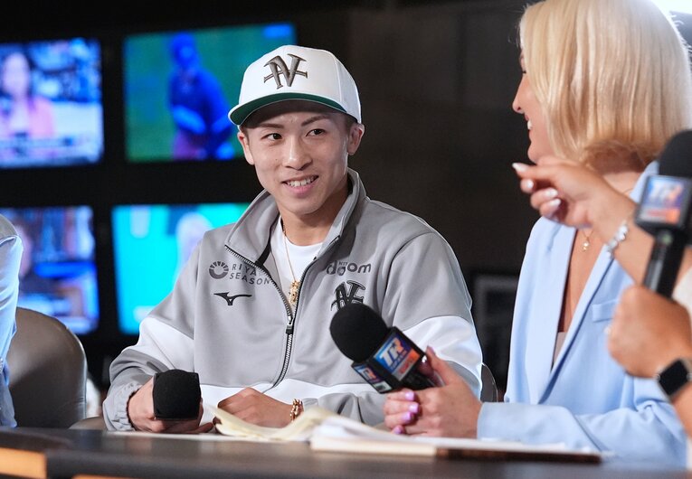 現地時間5月1日、試合前のイベントに登場した井上尚弥　©Naoki Fukuda