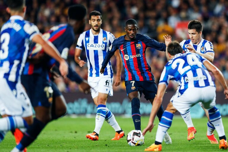 今季9点目！ 久保建英が凄まじい「バルサ撃破ドリブル、ブスケッツ退団・優勝セレモニーが同時に」カメラマンが見た“美しいカンプノウの夜”(14)