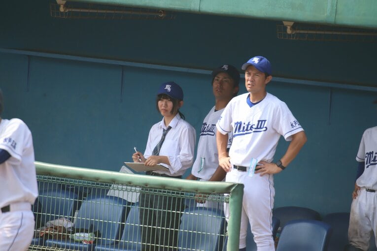 水戸三の川又隆一郎部長と柴田優太監督　©Yuki Kashimoto