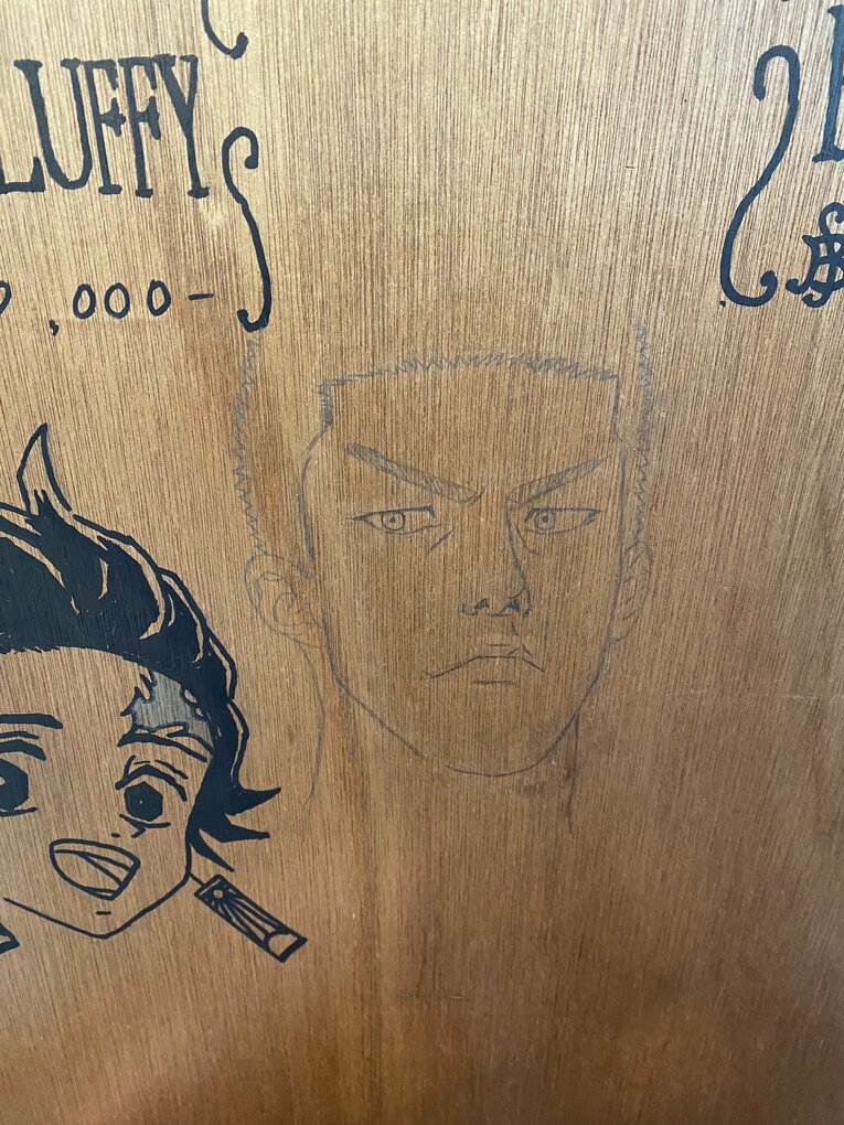 牧田氏が台湾リーグ在籍中に描いた日本の漫画のキャラクターたち　©本人提供