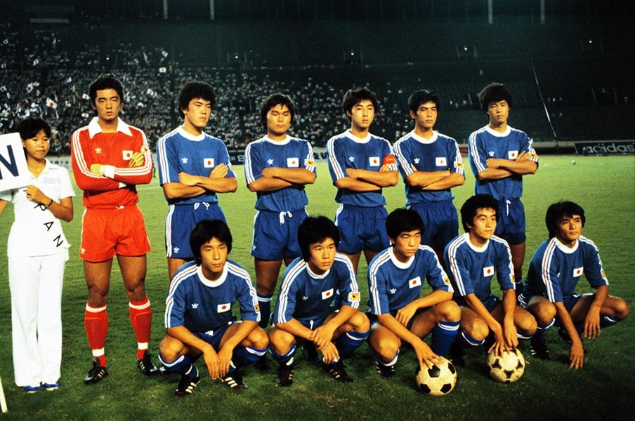 1979年ワールドユース日本代表。前列左から1人目が水沼、同3人目が風間、後列4人目が尾崎 ©Shinichi Yamada/AFLO