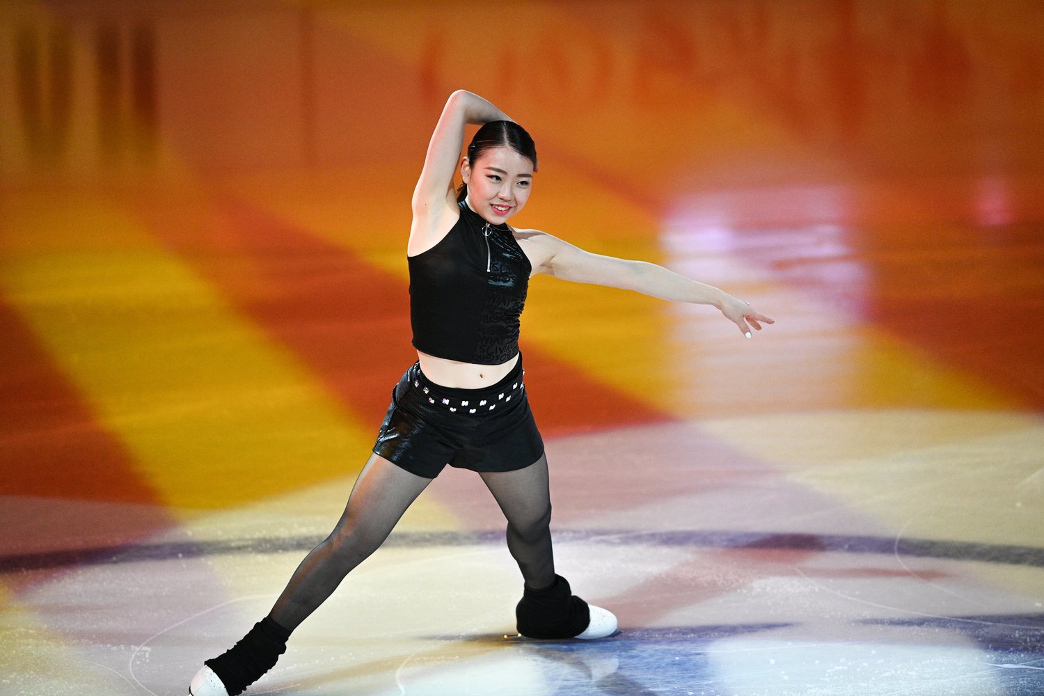 今年3月の世界選手権EXにて、笑顔で演技を行う紀平