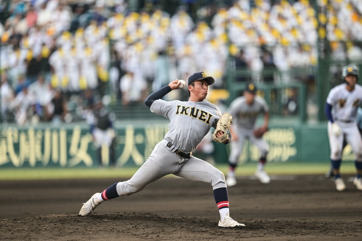 仙台育英「150kmトリオ」の一角として話題を集めた湯田。先発も多く、多くの視聴者の記憶に残った　©Nanae Suzuki