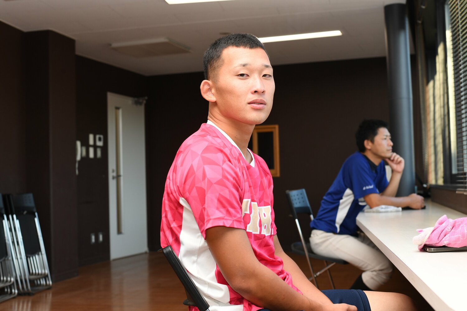 9月上旬、インタビューに応じた馬庭優太 ©Kota Inoue