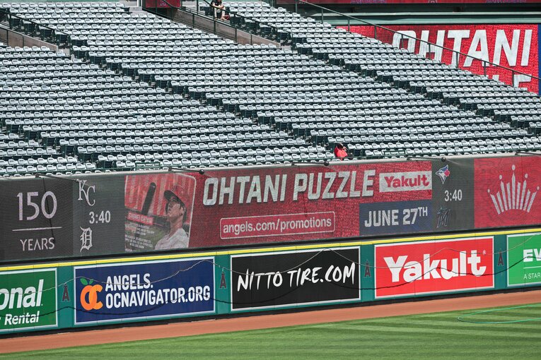 エンゼルスの本拠地にはオオタニの文字多数　©Nanae Suzuki