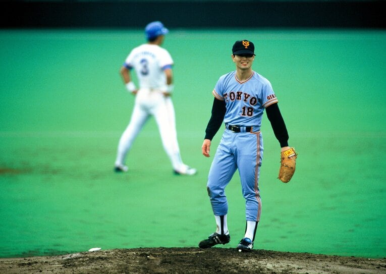 1987年、日本シリーズで対戦した桑田と清原　©JIJI PRESS