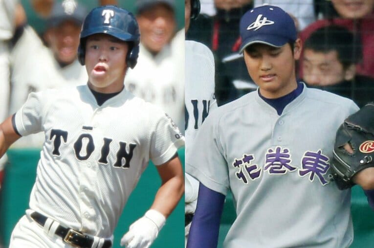 大阪桐蔭高校時代は副将として大谷翔平擁する花巻東を破り、春夏連覇も達成した白水健太。いまでも記憶に残る衝撃の「音」の正体は？ ／ photograph by (L)JIJI PRESS、(R)KYODO