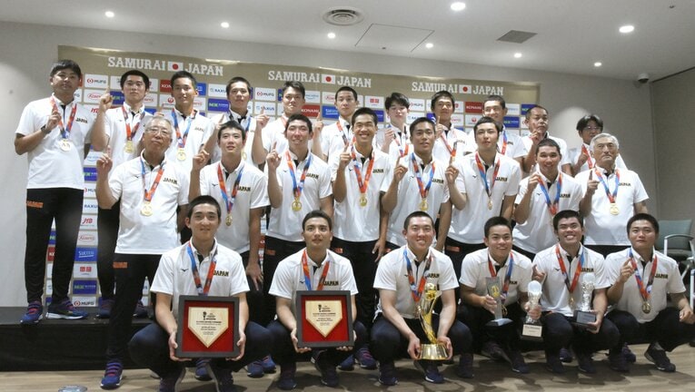 W杯初優勝を成し遂げた侍ジャパンU-18代表　©JIJI PRESS