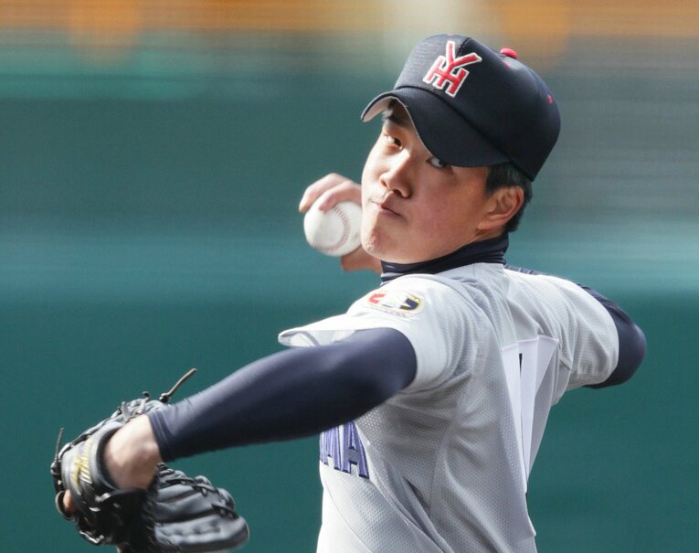 横浜高校時代の柳裕也　©︎JIJI PRESS