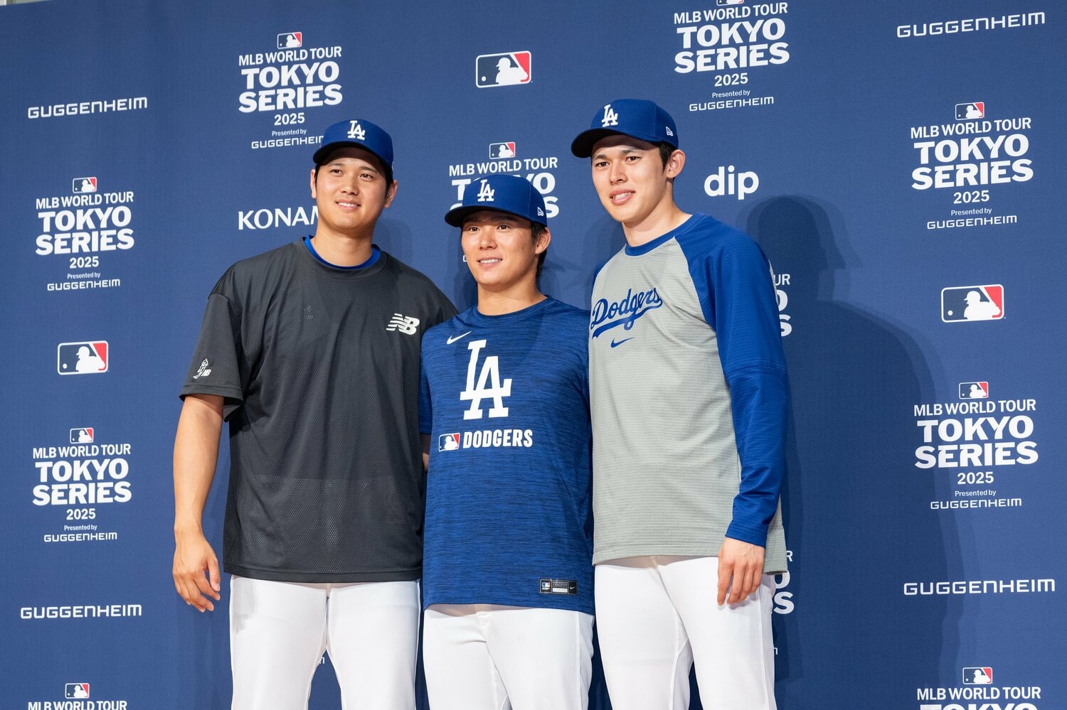 カブスとの東京シリーズに参戦中の大谷、山本由伸、佐々木朗希 ©Nanae Suzuki
