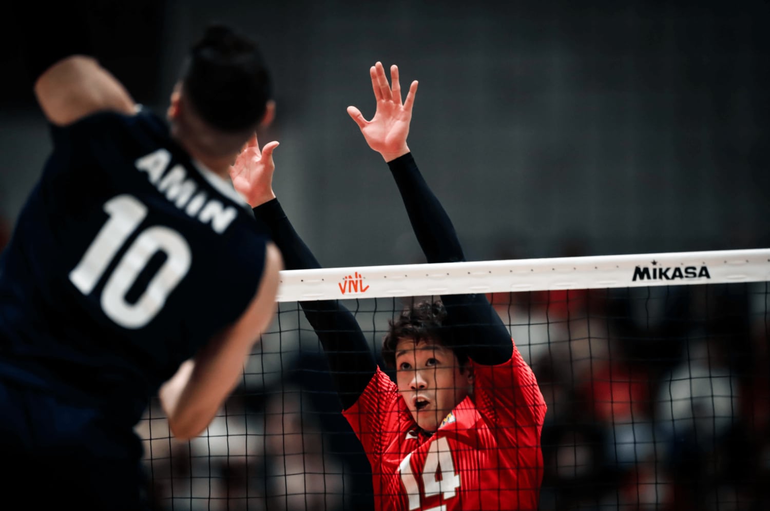 山村氏が称賛した石川のブロック　©︎FIVB