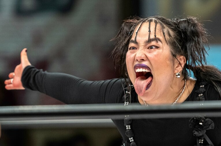 Netflix『極悪女王』で主演を務めたゆりやんレトリィバァ。配信記念イベントでは、演じたダンプ松本を彷彿とさせる表情で作品をアピールした ／ photograph by Takuya Sugiyama