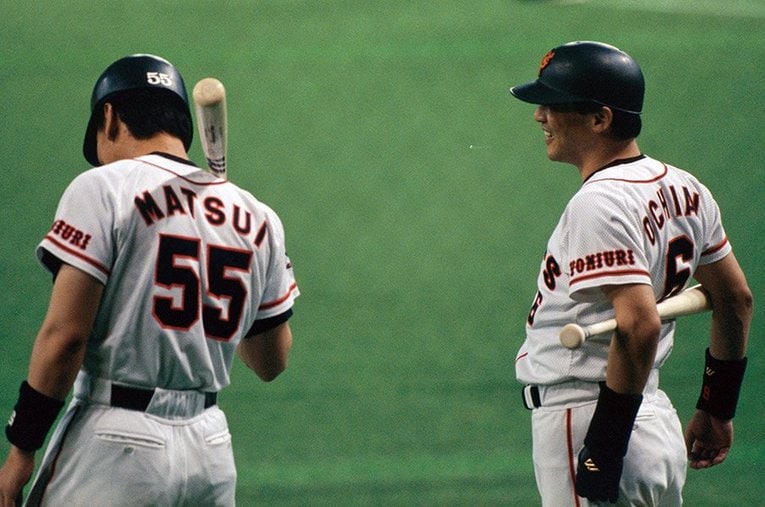 松井秀喜と落合博満　©Sports Graphic Number