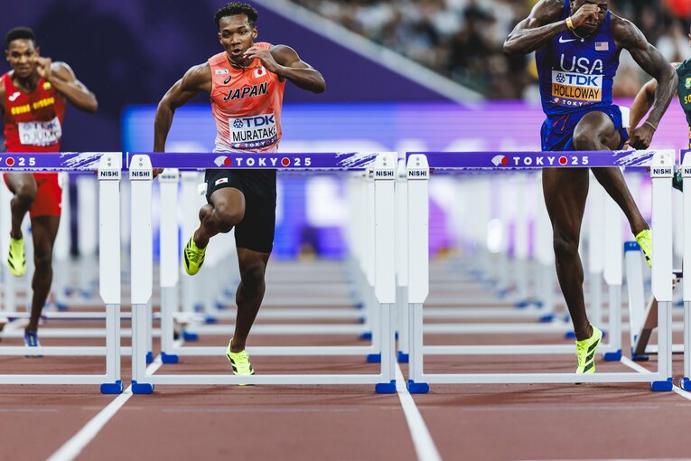 【東京世界陸上】110mハードル予選を走る村竹ラシッド（JAL）　©Kiichi Matsumoto