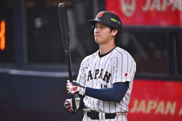 侍ジャパン合流後、強化試合を経ていまだ本調子でない大谷翔平。果たしてWBC本番での爆発はあるのか？ ／ photograph by Hideki Sugiyama