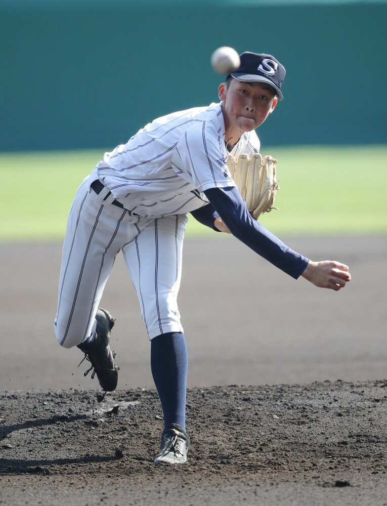 広島新庄のエース・花田侑樹　©JIJI PRESS