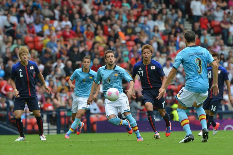 2012年ロンドン五輪の初戦。優勝候補とされたスペインに1－0で競り勝った　©JMPA