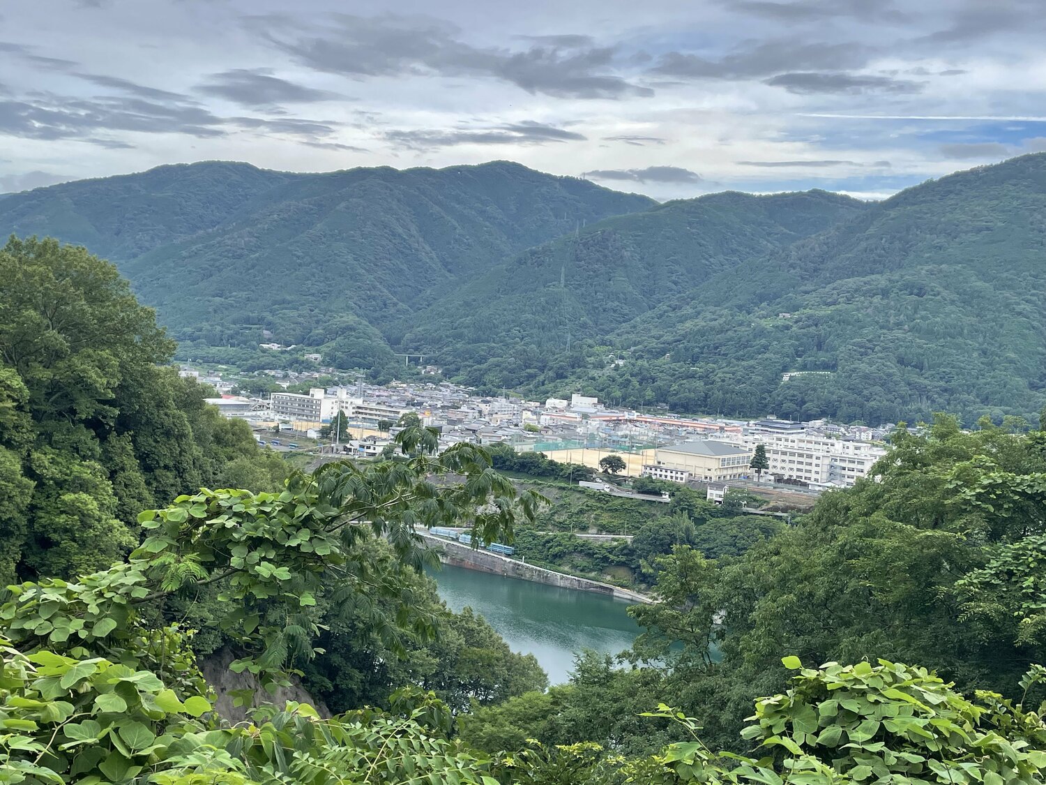 徳島西端の山間にある池田高校。吉野川対岸の山から望む校舎 ©NumberWeb