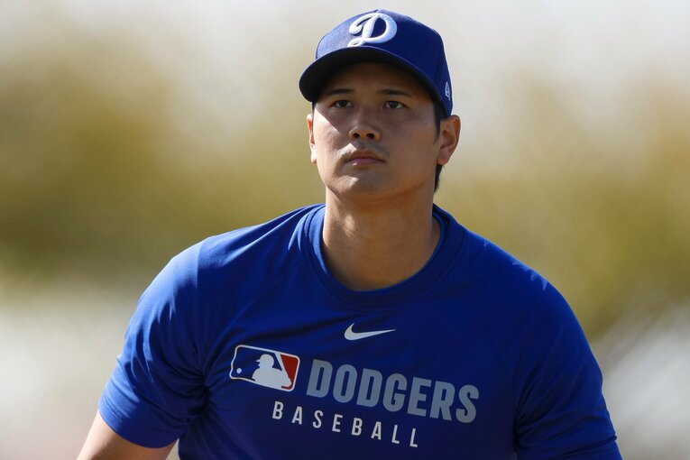 ドジャース大谷翔平。今春キャンプの様子　©Getty Images