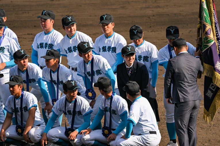 笑顔が多かった山梨学院ナイン　©Nanae Suzuki