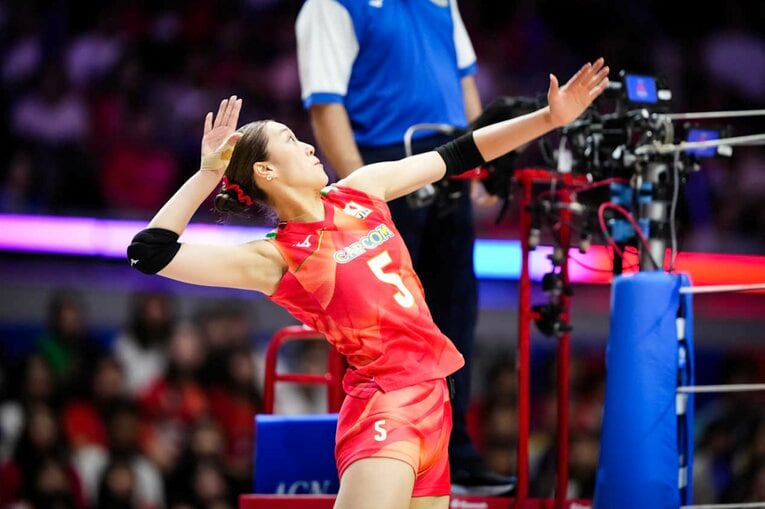佐藤淑乃（VNLブラジル戦）　©︎Volleyball World