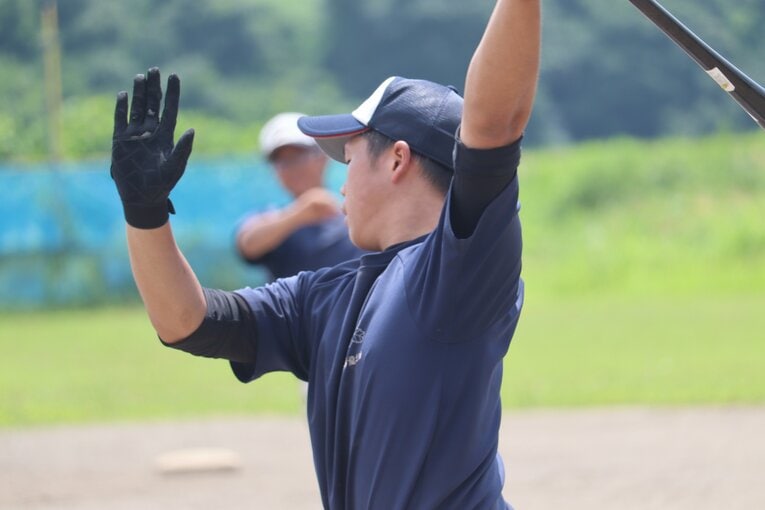 加美農業高校練習、素振り