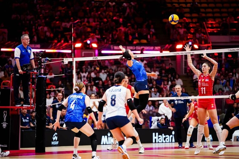 島村春世（2025年世界選手権・セルビア戦）©︎Volleyball World